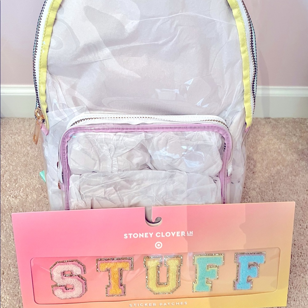 Stoney Clover Lane x  transparent backpack + “STUFF” patch